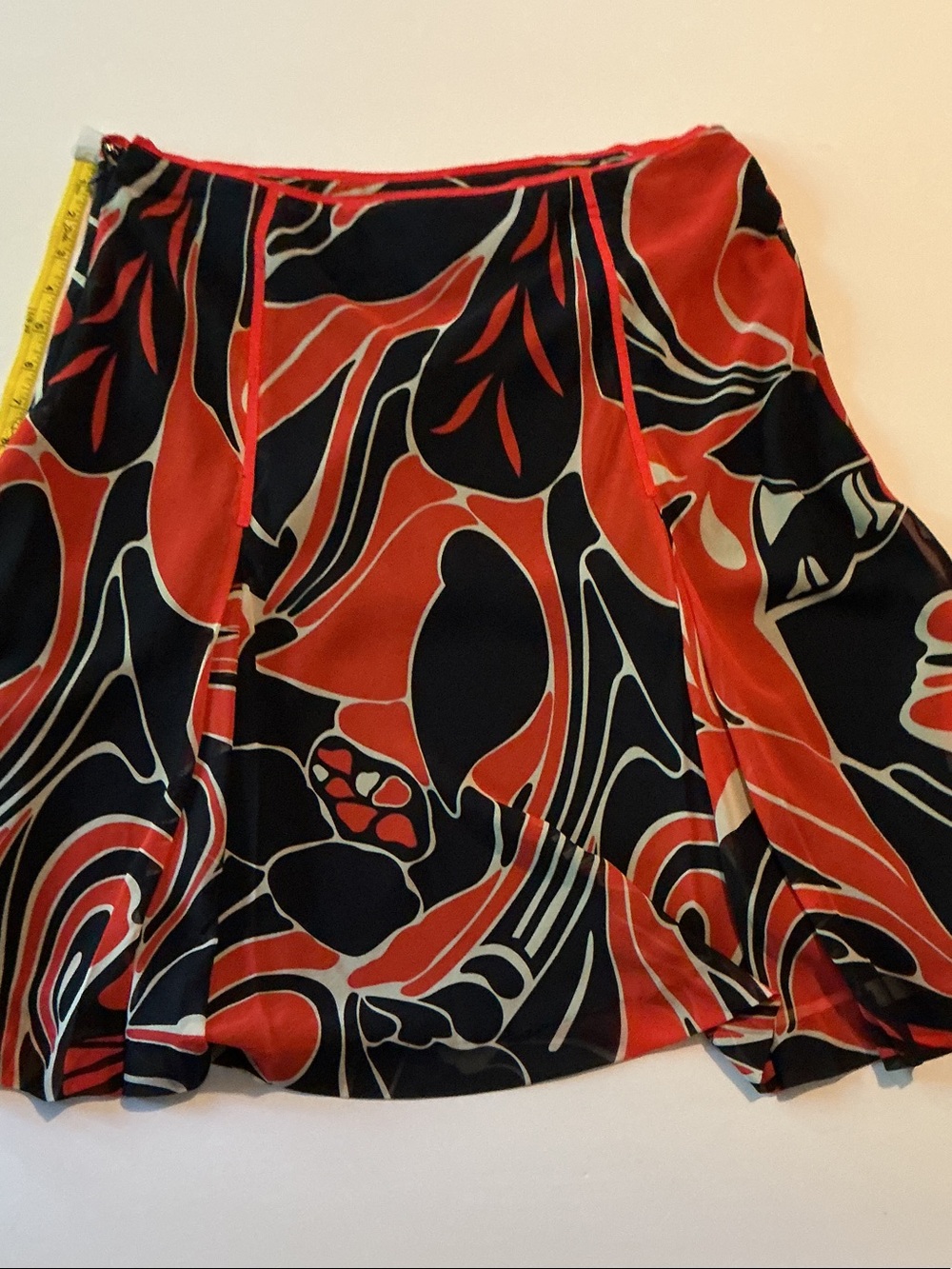 Nine West Red, Black & Cream Abstract Skater Skirt